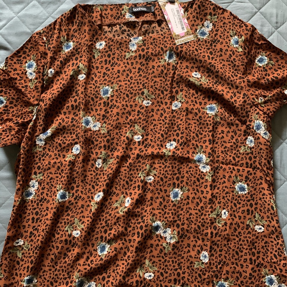 Leopard Floral Shift Dress